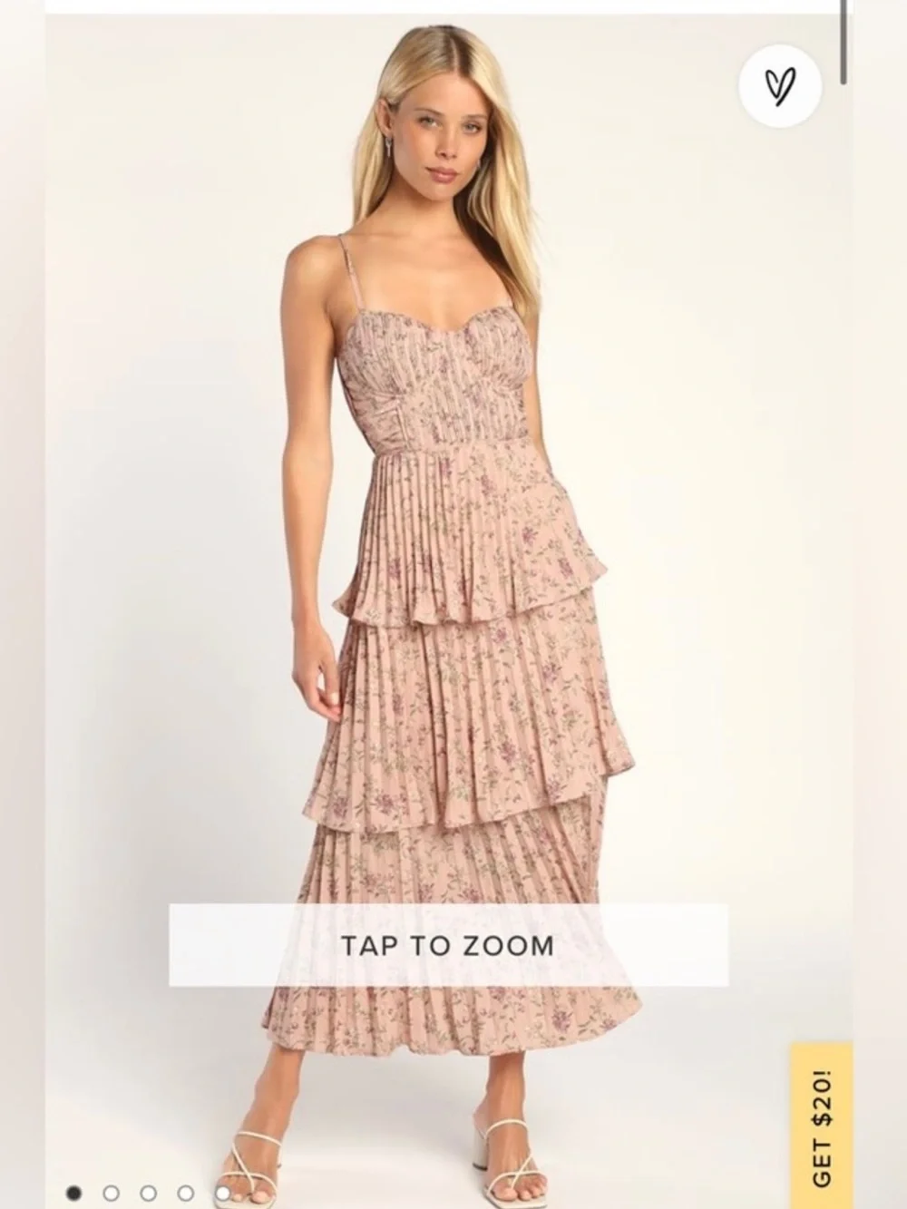 Lulu's Cascading Crush Pink Floral Print Tiered Bustier Midi Dress - Picture 3 of 5